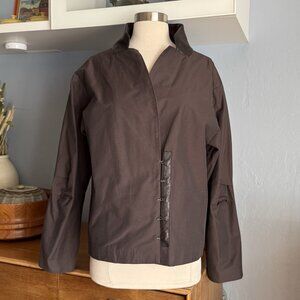 Annette Gortz Brown Avant-Garde Jacket w/ Leather Trim Size 38